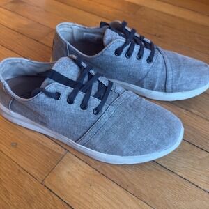Toms Del Rey Mens Grey Chambray Linen Lace Up Sneakers Size 11 10011628